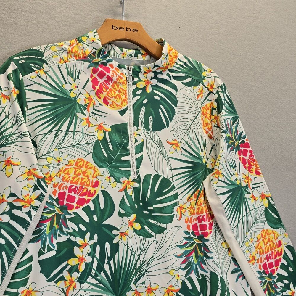 Tail L Womens golf shirt long sleeve tropical print Pinneapples colorful zip - Picture 3 of 13
